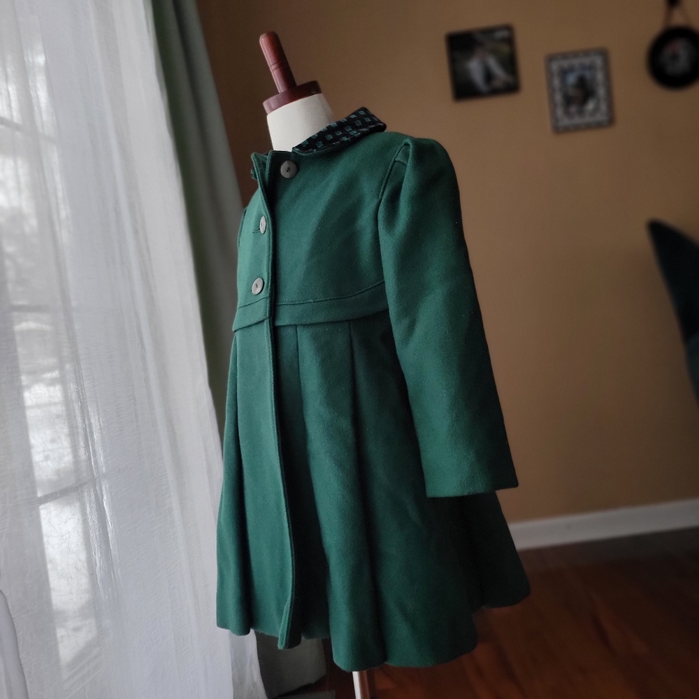 Vintage Rothschild Green Wool Blend Girls Coat Size 6X Fit & Flare - Picture 3 of 15